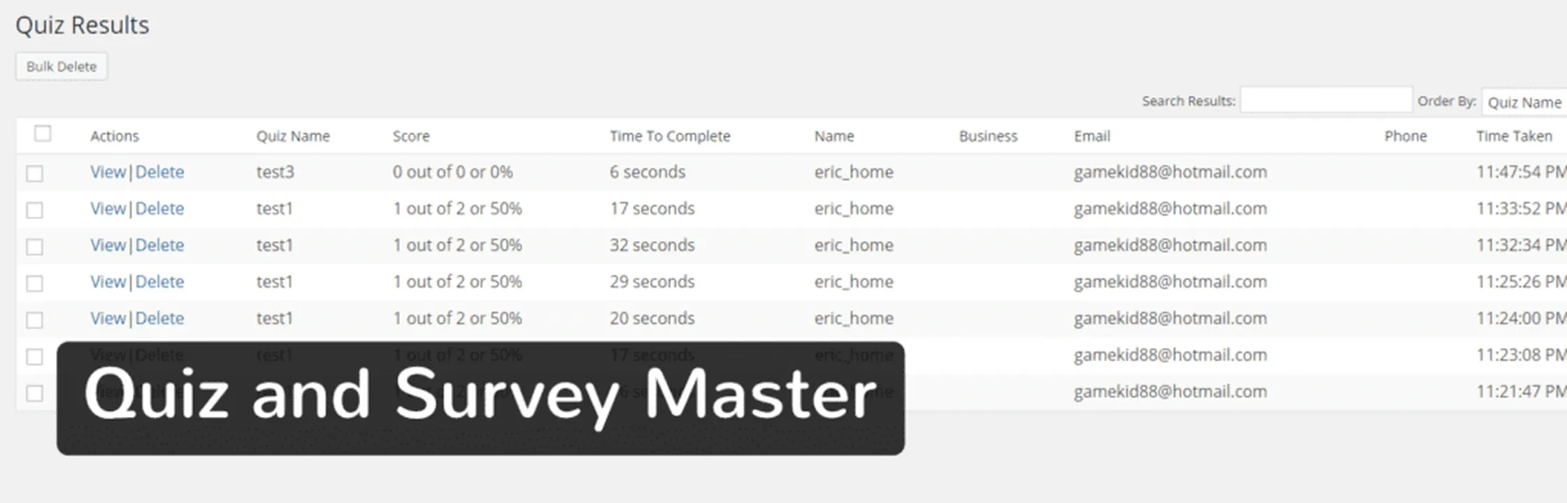 Quiz and Survey Master interface